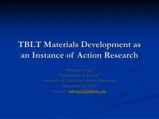 TBLT Materials Development as an Instance of Action Research