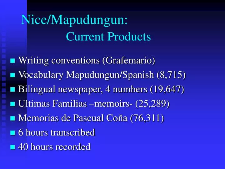 nice mapudungun current products