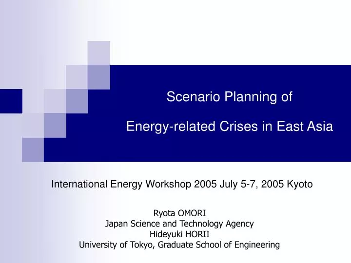 scenario planning of energy related crises in east asia