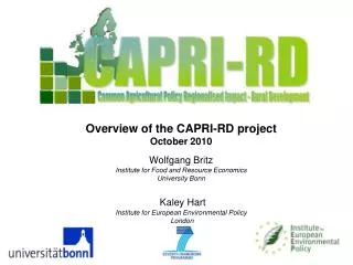 Overview of the CAPRI-RD project October 2010 Wolfgang Britz