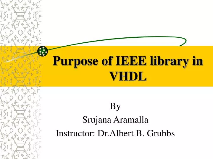 purpose of ieee library in vhdl