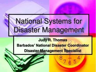 National Systems for Disaster Management