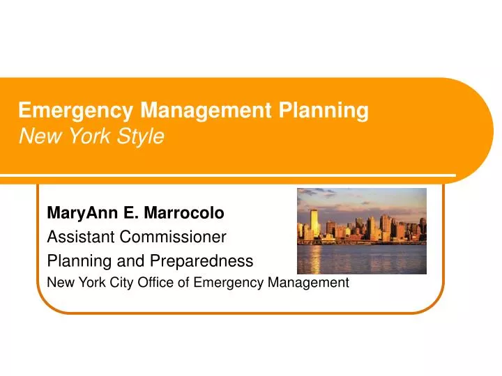 emergency management planning new york style