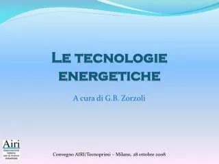 le tecnologie energetiche