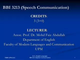 BBI 3213 (Speech Communication)