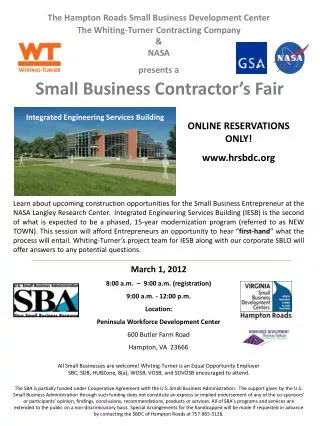 The Hampton Roads Small Business Development Center The Whiting-Turner Contracting Company &amp; NASA