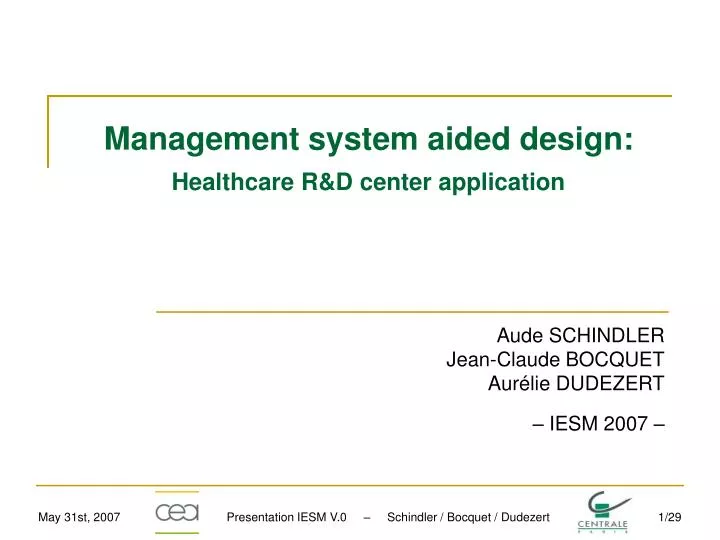 management system aided design healthcare r d center application