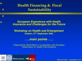 Health Financing &amp; Fiscal Sustainability