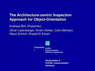 The Architecture-centric Inspection Approach for Object-Orientation