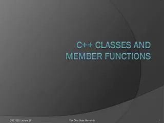 C++ Classes and Member Functions