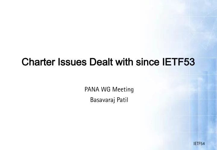 charter issues dealt with since ietf53