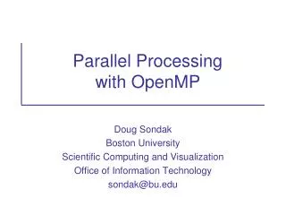 Parallel Processing with OpenMP