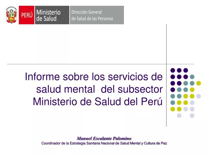 informe sobre los servicios de salud mental del subsector ministerio de salud del per