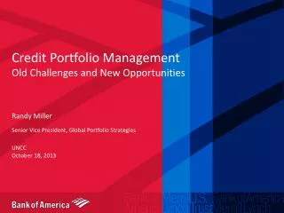 Credit Portfolio Management Old Challenges and New Opportunities