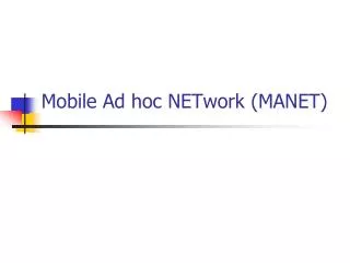 Mobile Ad hoc NETwork (MANET)