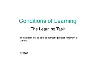 Conditions of Learning