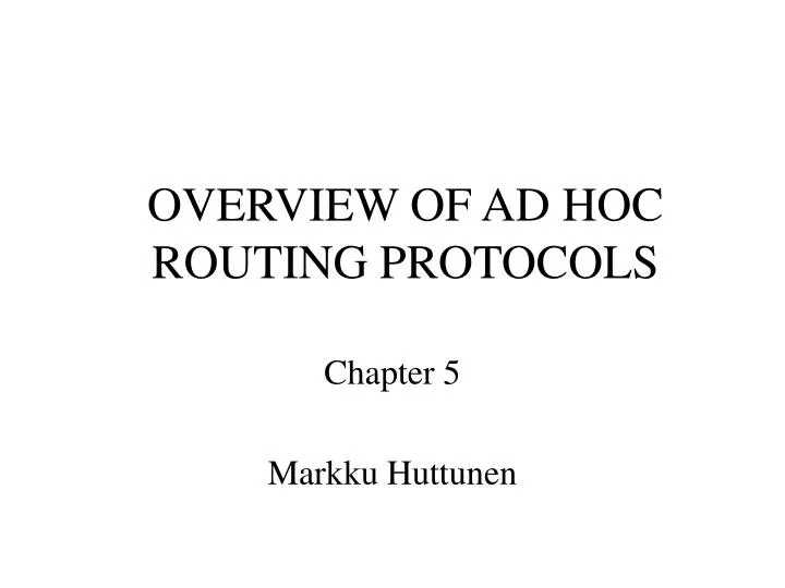 overview of ad hoc routing protocols