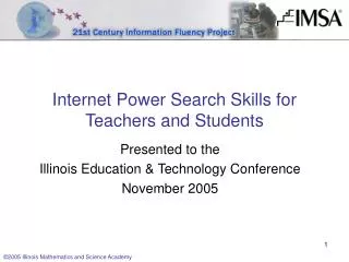 Internet Power Search Skills for Teachers and Students