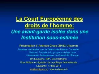 la court europ enne des droits de l homme une avant garde isol e dans une institution sous estim e