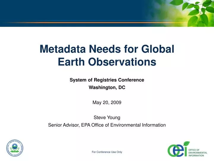 metadata needs for global earth observations