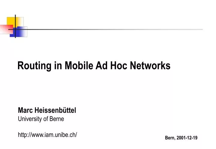 routing in mobile ad hoc networks
