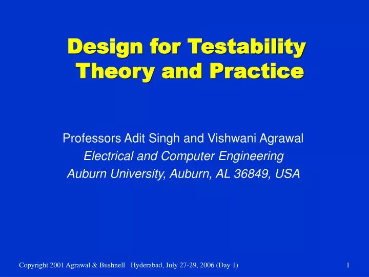 design for testability theory and practice