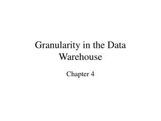 Granularity in the Data Warehouse