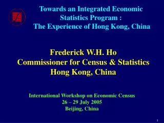 Towards an Integrated Economic Statistics Program : The Experience of Hong Kong, China