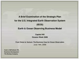 A Brief Examination of the Strategic Plan for the U.S. Integrated Earth Observation System (IEOS)