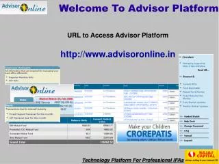 Welcome To Advisor Platform