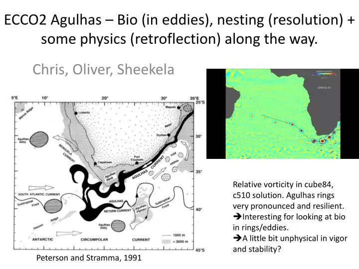 ecco2 agulhas bio in eddies nesting resolution some physics retroflection along the way