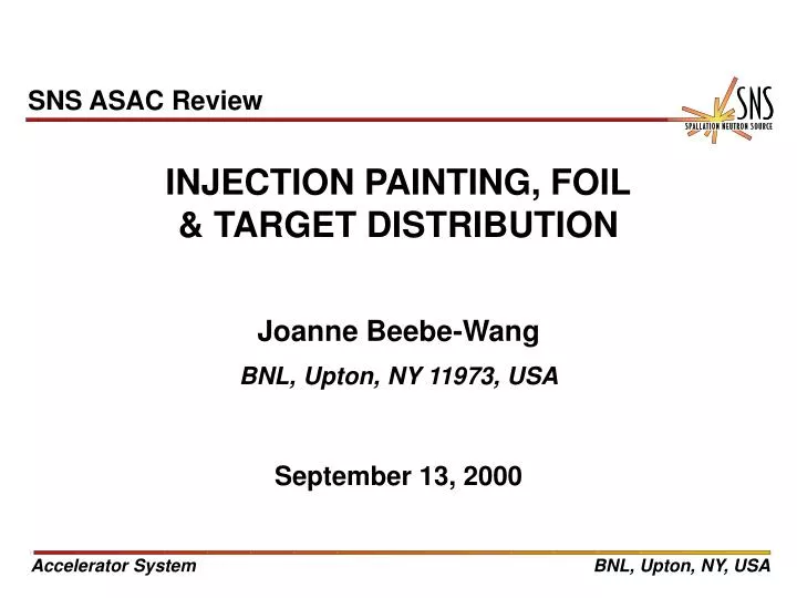 injection painting foil target distribution