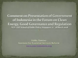 Fabby Tumiwa Institute for Essential Services Reform iesr-indonesia