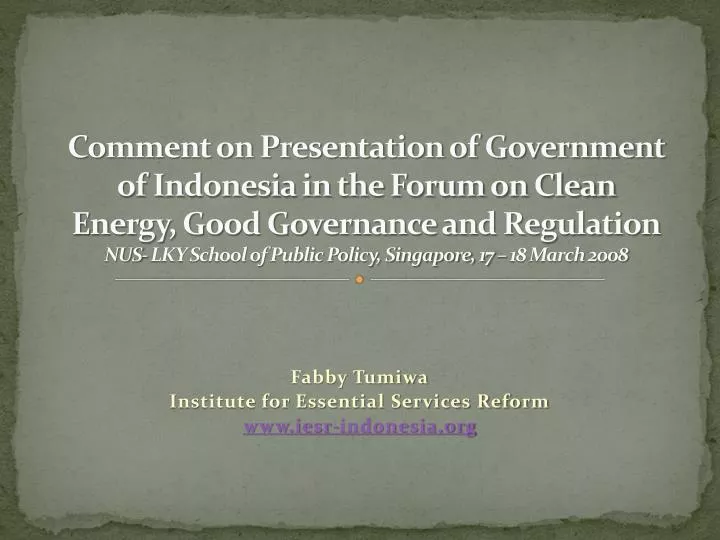 fabby tumiwa institute for essential services reform www iesr indonesia org