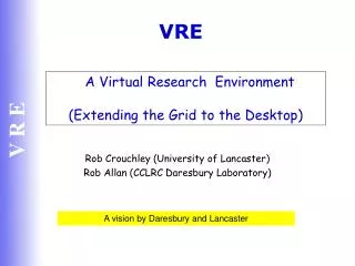 A Virtual Research Environment (Extending the Grid to the Desktop)