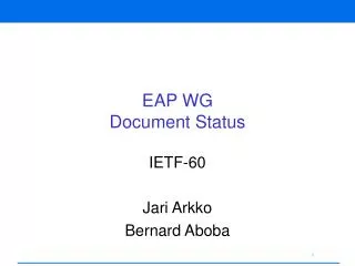 EAP WG Document Status