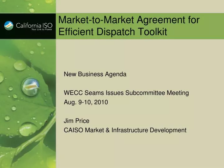market to market agreement for efficient dispatch toolkit