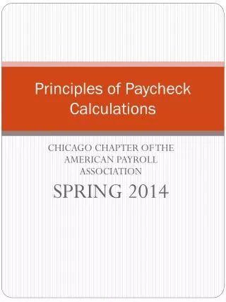 Principles of Paycheck Calculations