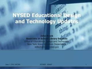 NYSED Educational Design and Technology Updates