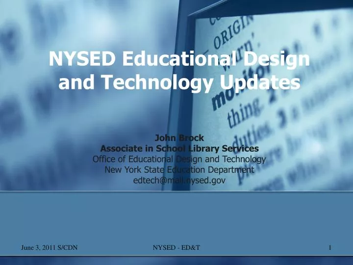 nysed educational design and technology updates