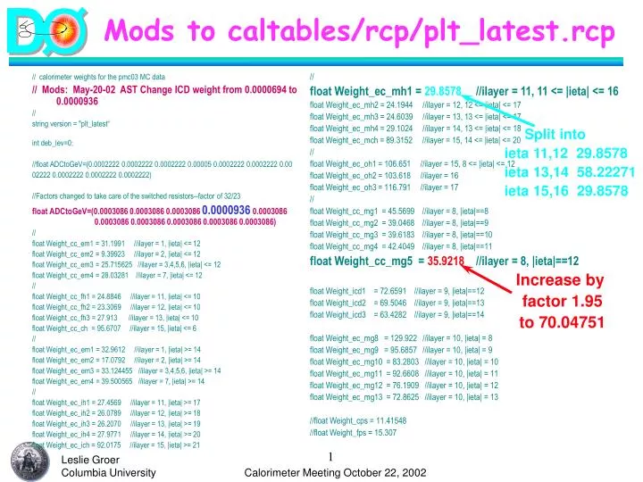 mods to caltables rcp plt latest rcp