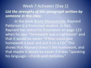 Week 7 Activator (Day 1)