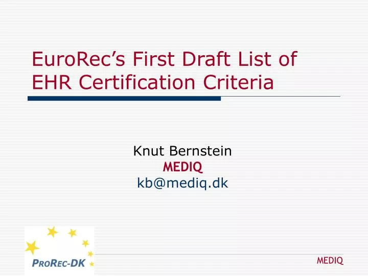 eurorec s first draft list of ehr certification criteria