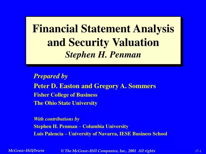financial statement analysis and security valuation stephen h penman