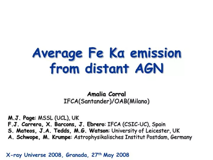 average fe k emission from distant agn