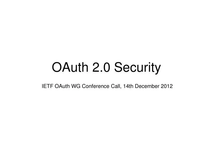 oauth 2 0 security