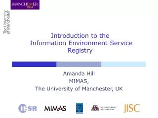Introduction to the Information Environment Service Registry