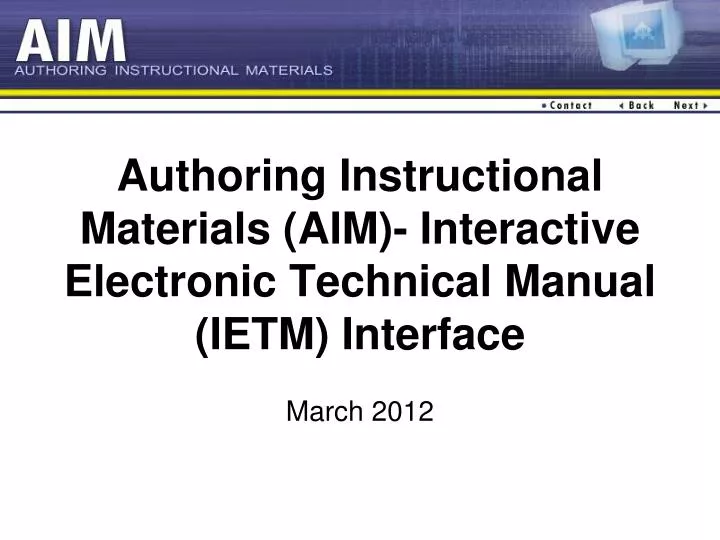 authoring instructional materials aim interactive electronic technical manual ietm interface