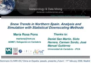 Snow Trends in Northern Spain. Analysis and Simulation with Statistical Downscaling Methods