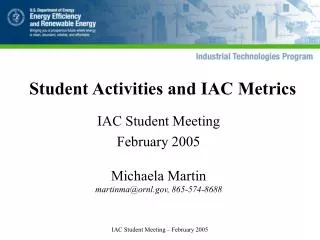 Student Activities and IAC Metrics